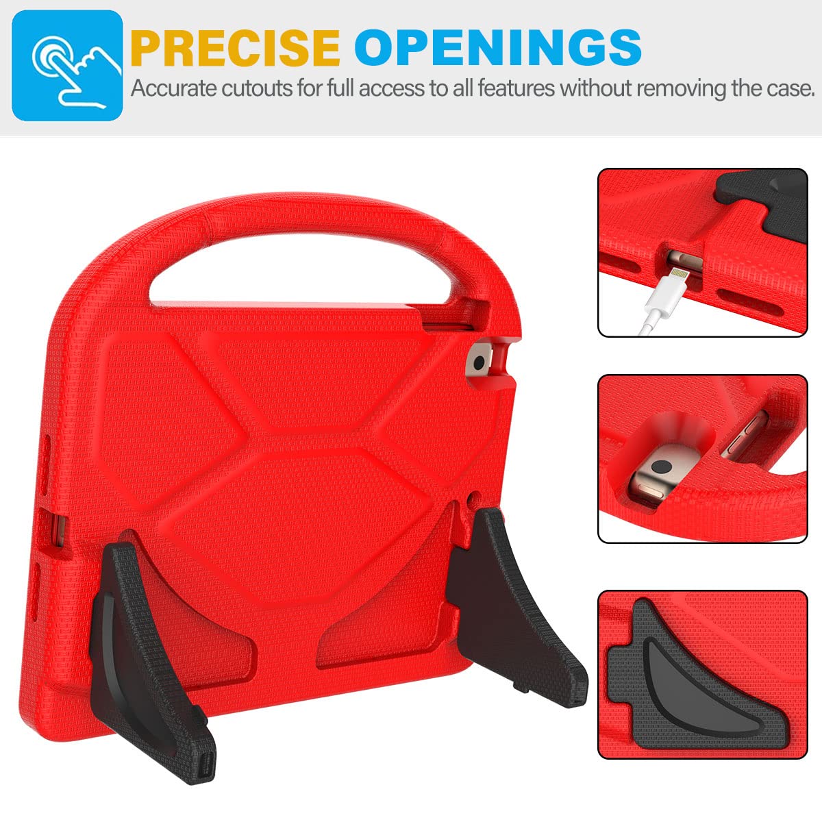 SUPLIK Kids Shockproof Case for iPad 5th/6th Generation (9.7 inch 2017/2018), iPad Air 1/2 & iPad Pro 9.7 - Durable Protective Cover with Handle Stand & Built-in Screen Protector | Perfect for School, Travel & Home Learning (Red)