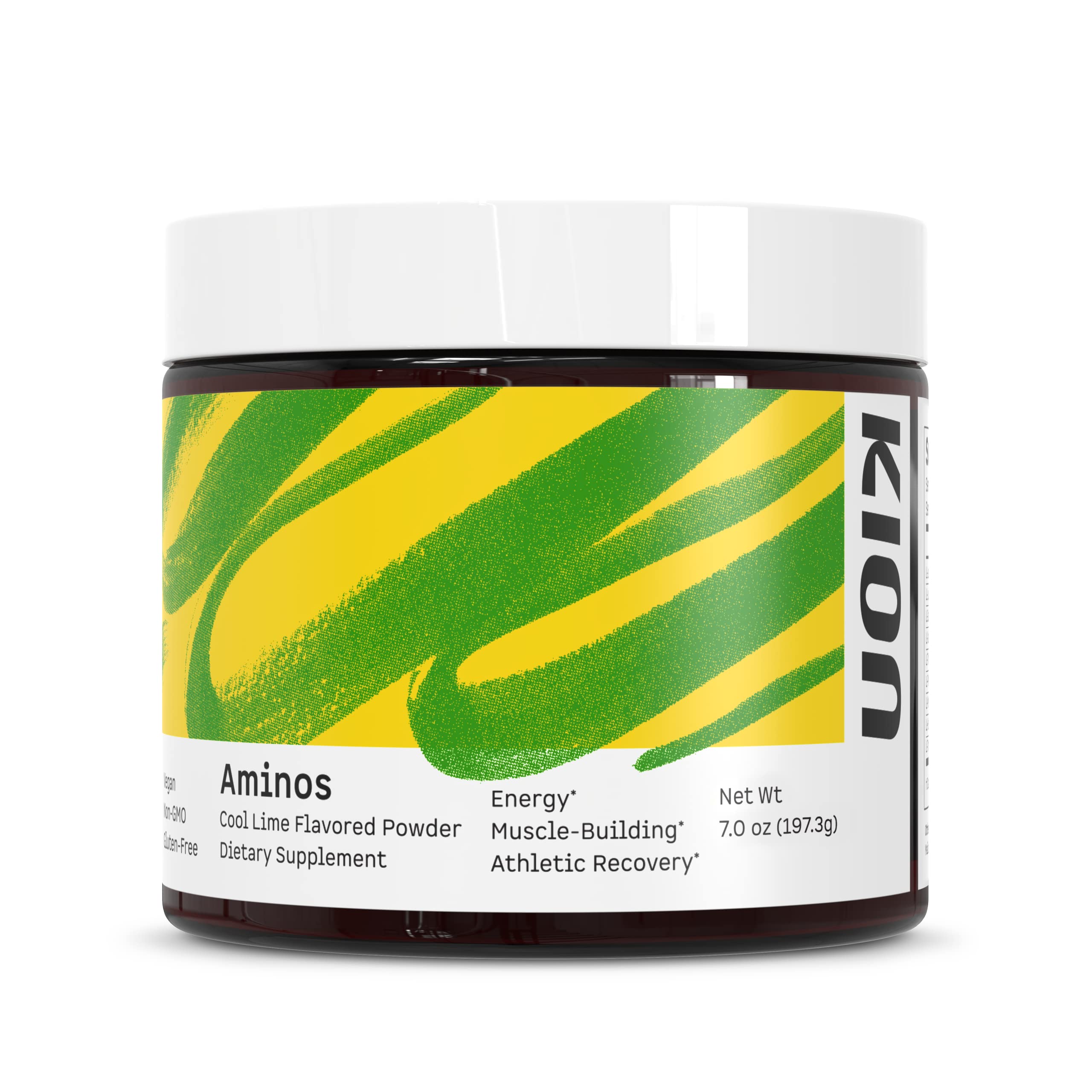 Kion Aminos Essential Amino Acids Powder - Caffeine-Free BCAA & EAA Supplement for Energy & Muscle Recovery - Cool Lime Flavor (30 Servings) | Ideal for Workouts, Post-Exercise Recovery & Active Lifestyle