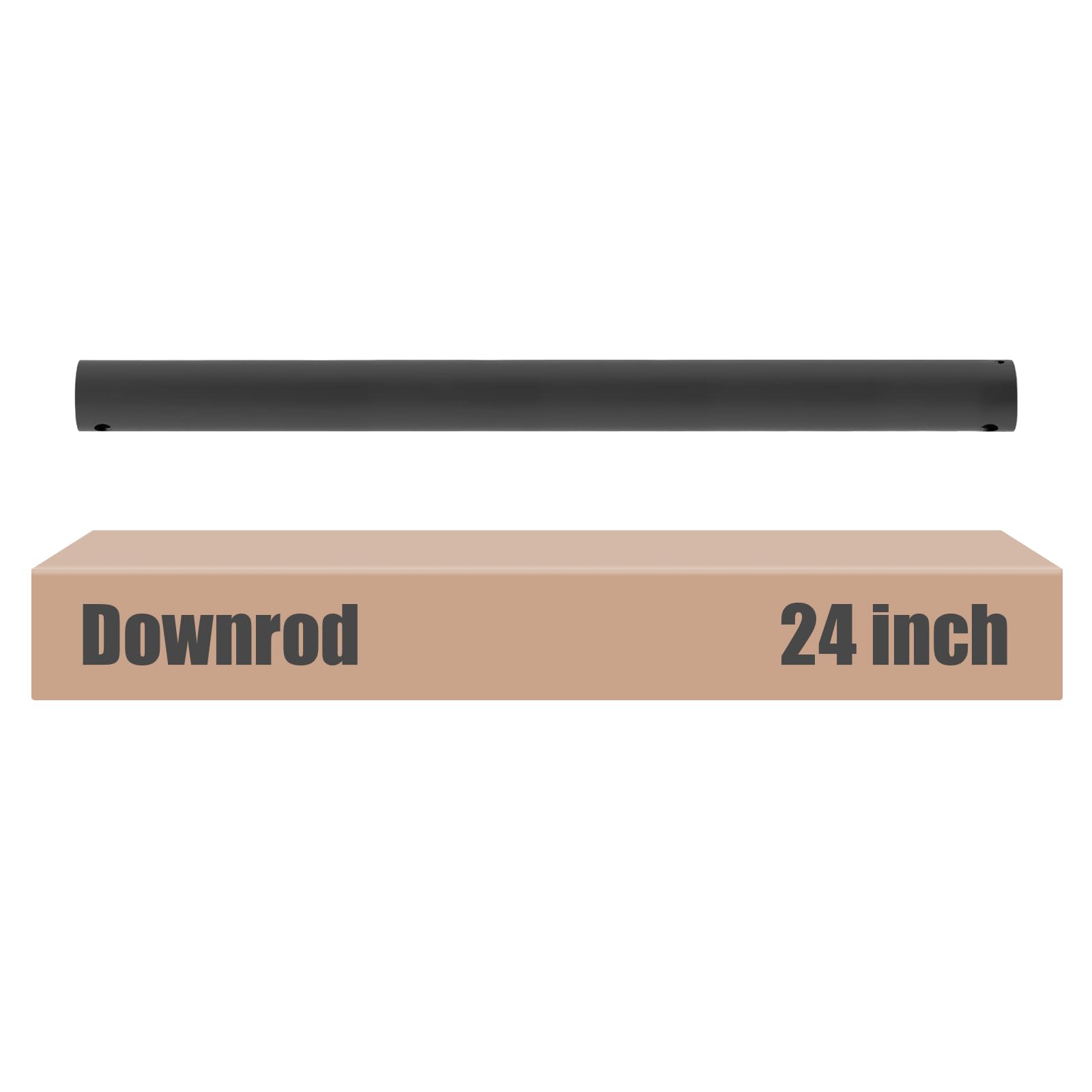 24 Inch Ceiling Fan Downrod with Extension Cord - 2 FT Black Downrod for Ceiling Fan, 1 Inch Outside Diameter - Universal Ceiling Fan Mounting Rod for Indoor/Outdoor Use (Black, Non-Threaded) - Perfect for Living Rooms, Bedrooms, and Patios