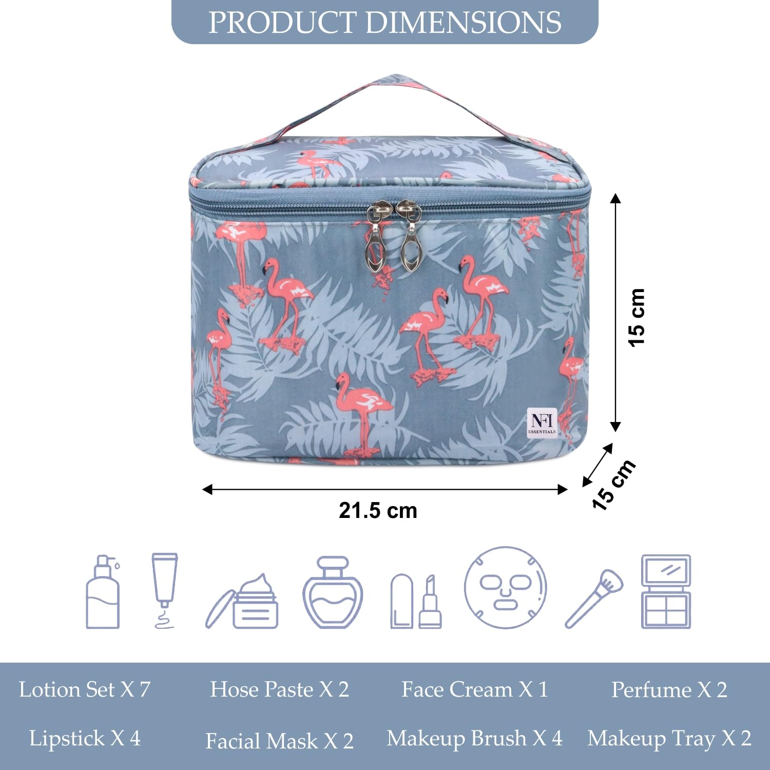 NFI Essentials Printed Cosmetic Organizer Bag - Waterproof Makeup Travel Pouch for Women & Girls | Perfect for Toiletries, Makeup Storage & Vanity Organization | Great for Travel, Gym & Daily Use