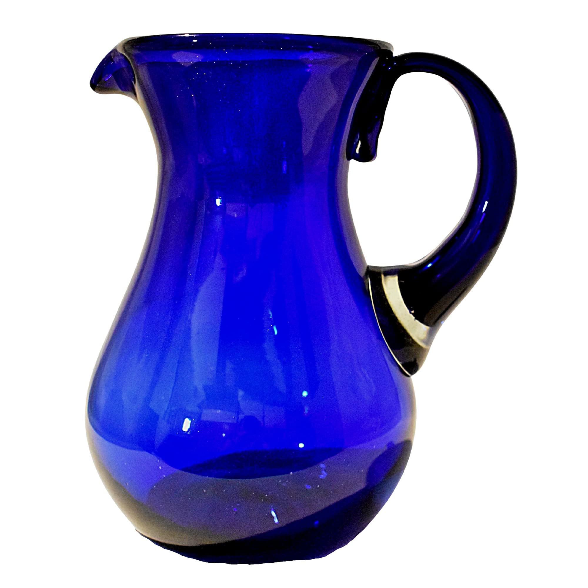 Authentic Mexican Handcrafted Blown Glass Pitcher - 77oz Artisan Water Jug in Deep Cobalt Blue | Perfect for Margaritas, Lemonade & Iced Tea | Elegant Table Decor for Parties & Home Entertaining