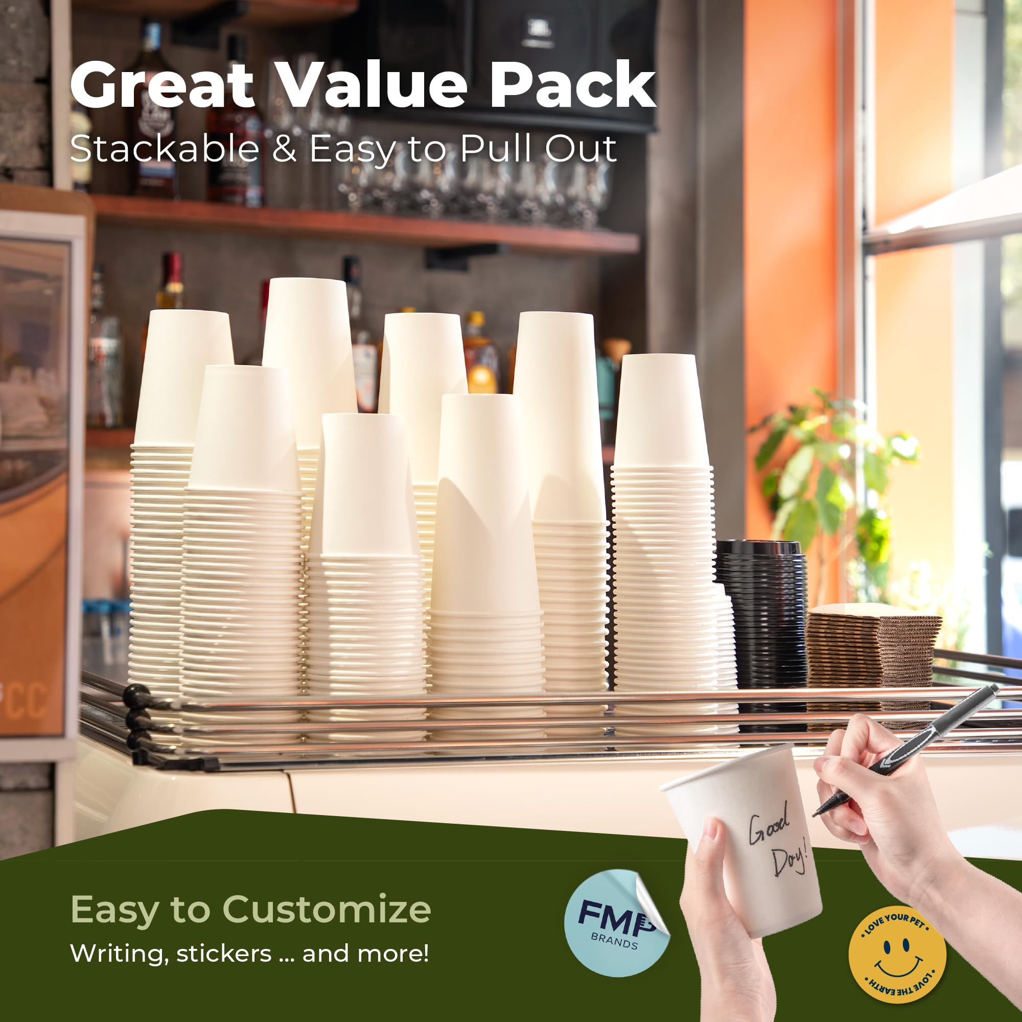 50 Pack 12oz Disposable Coffee Cups with Lids & Sleeves - Leak-Proof Hot Paper Cups for Coffee, Tea, Hot Chocolate - Ideal for Home, Office, Cafes, Parties & Takeout Businesses | BPA-Free & Durable
