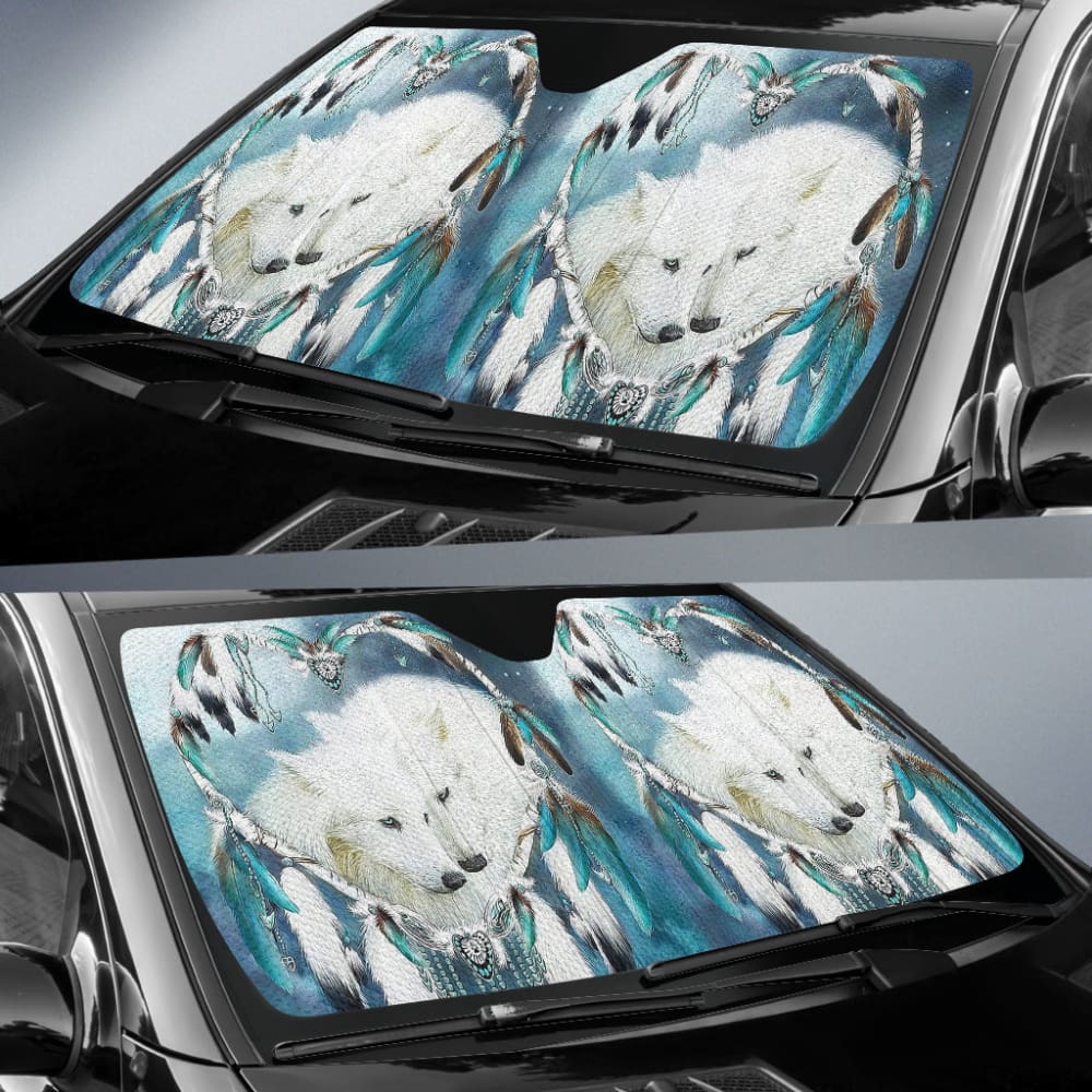 Premium Wolf Dreamcatcher Car Sun Shade for UV Protection - Perfect for Cars, SUVs and Trucks - Ideal for Summer Driving and Outdoor Parking