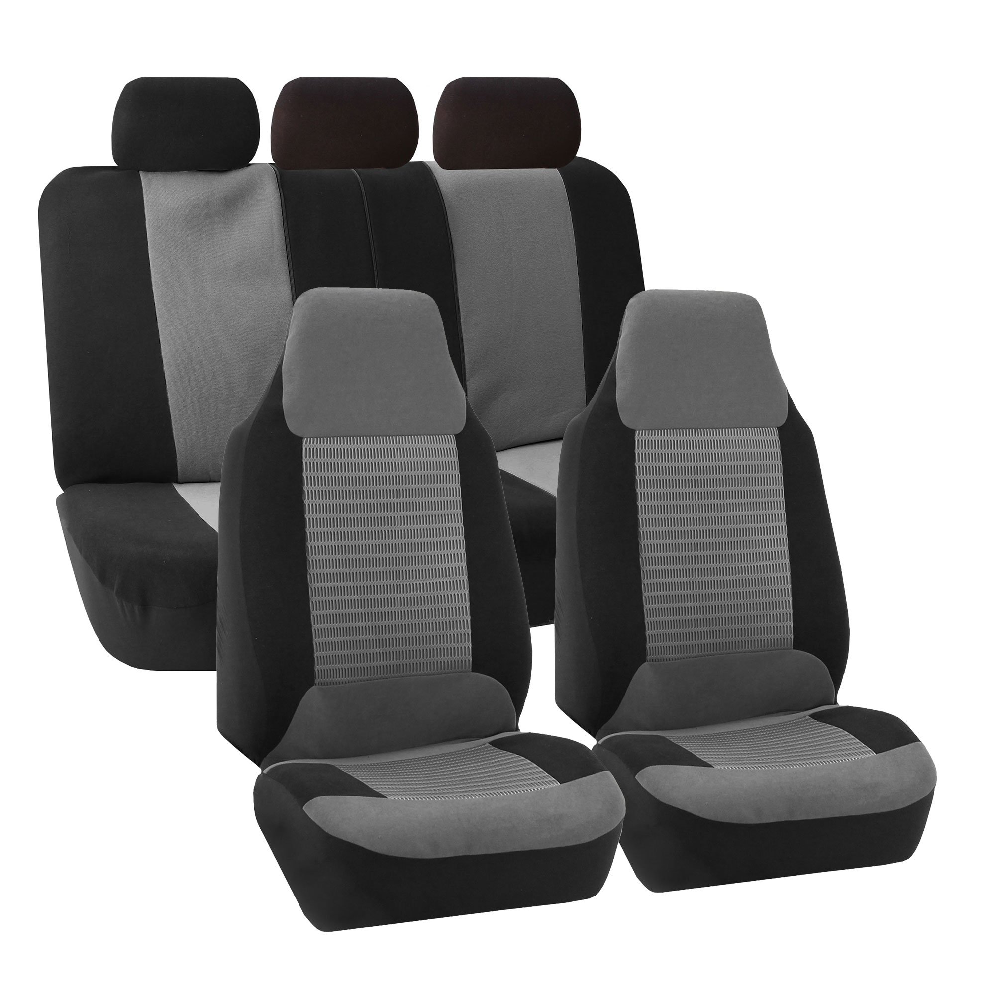 Premium FH Group Car Seat Covers - Universal Fit for Cars, Trucks & SUVs - Gray Full Set with Airbag Compatibility - Durable Fabric Interior Accessories for Comfort & Protection - Perfect for Daily Commute, Road Trips & Family Travel