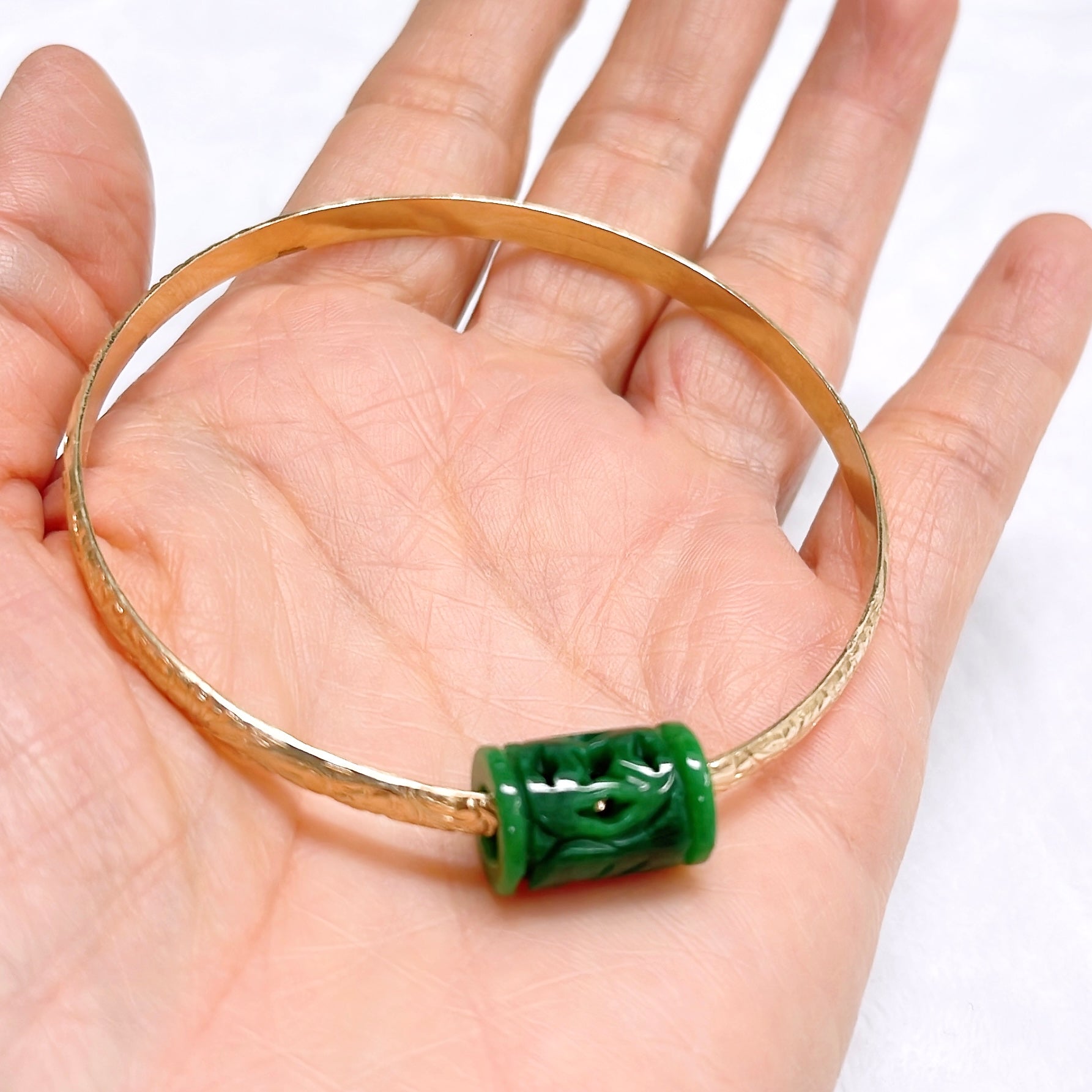 Bangle ALII Tube Carved Jade Bead Bracelet (B567) - Elegant Handmade Jewelry for Women, Perfect for Parties, Weddings & Everyday Wear