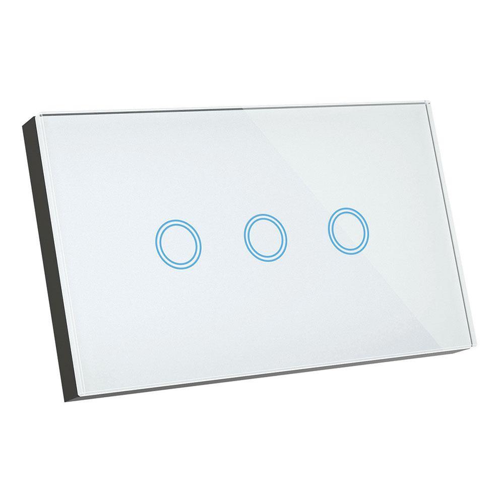 3 Gang Smart Elite Glass Wall Switch - WiFi Touch Light Switch for Home Automation, Compatible with Alexa & Google Home - Perfect for Living Room, Bedroom, and Office Lighting Control