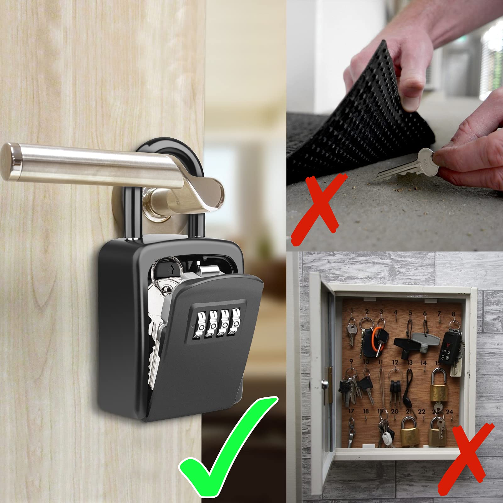 **Diyife 2-Pack Black Key Lock Box - 5 Keys Capacity, 4-Digit Combination, Waterproof Portable Key Safe for Home, Garage, Office & Realtors | Secure Spare Keys Storage for Outdoor, Travel & Emergency Use**
