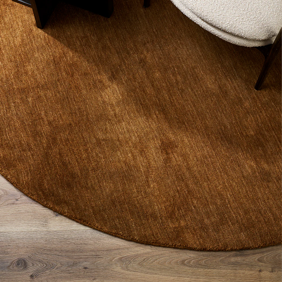 Baya Sandringham Round Floor Rug 250cm - Soft Braided Jute Natural Fiber Rug for Living Room, Bedroom, Dining Area - Pecan Brown Boho Chic Home Decor