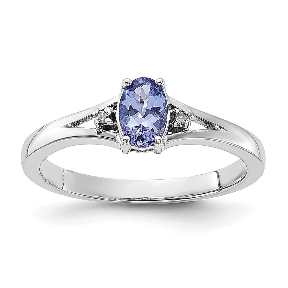 925 Sterling Silver Blue Tanzanite & Diamond Band Ring for Women | Elegant Gemstone Jewelry Gift for Her | Perfect for Anniversaries, Engagements & Special Occasions