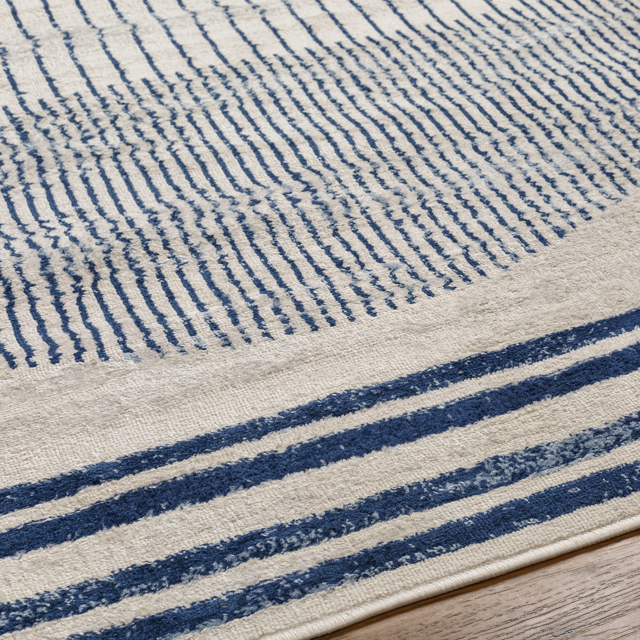 Mark&Day 12x15 Modern Navy Blue Area Rug - Soft Blue Grey Beige Carpet for Living Room, Bedroom, Kitchen - 11'10