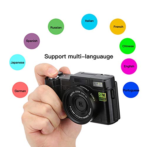 30MP UHD Digital Camera with 3-Inch Flip Screen - WiFi & USB 2.0 Vlogging Camera for YouTube, Travel & Family Events - Best Gift for Kids, Teens & Beginners (Black)
