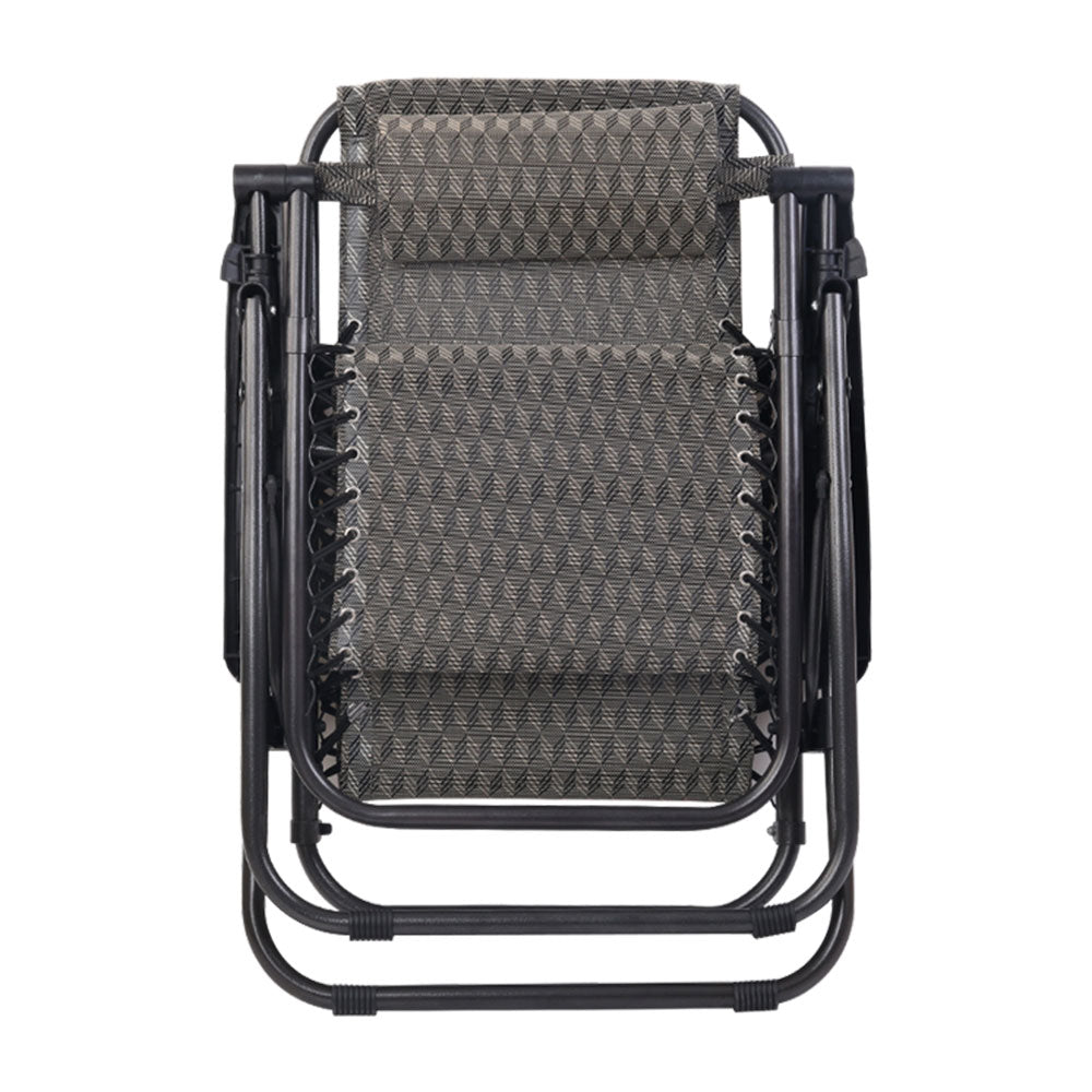 2PC Zero Gravity Recliner Chair - Adjustable Folding Outdoor Lounge Chair for Patio, Beach, Camping & Backyard Relaxation - Grey