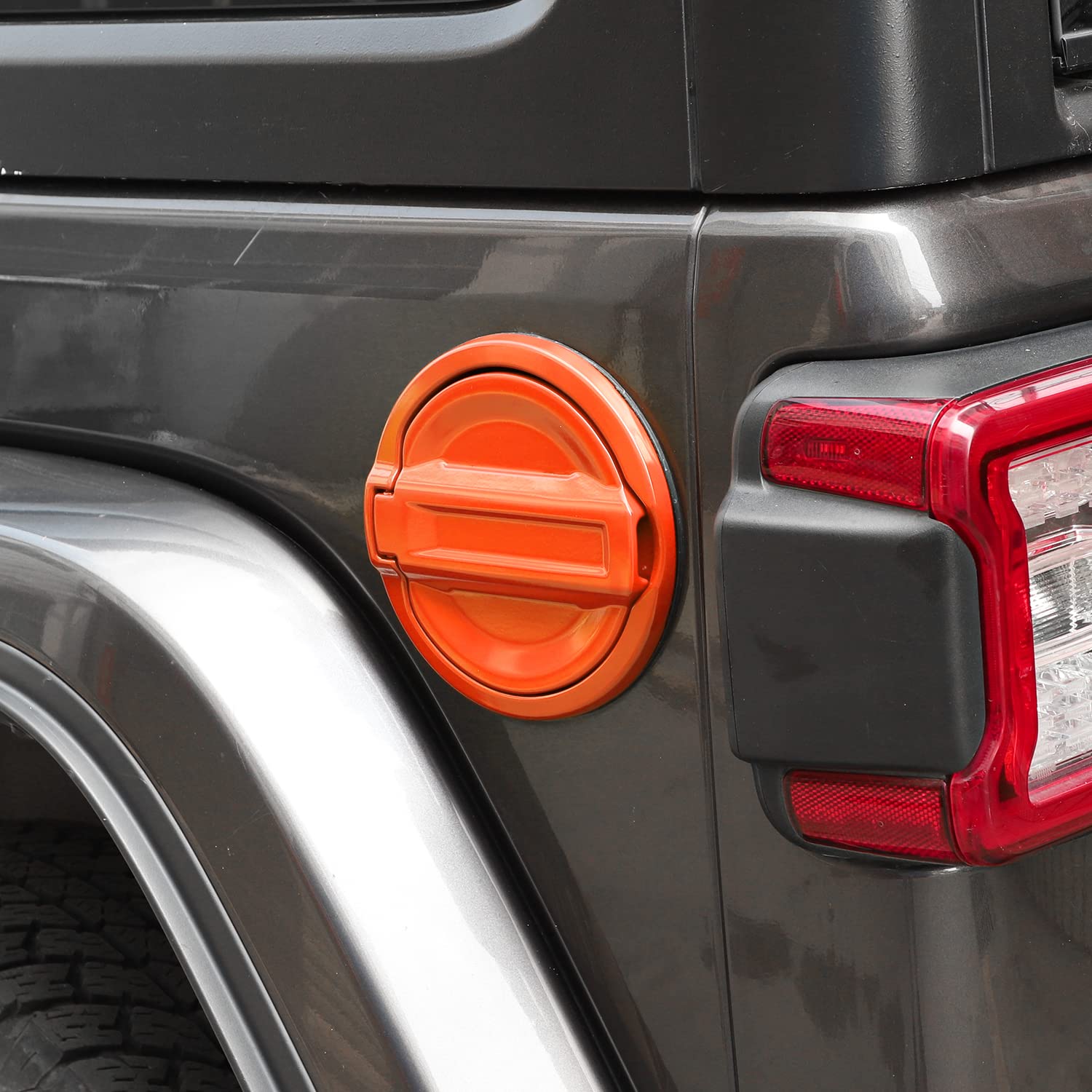 Aluminum Alloy Fuel Tank Cover for 2018-2025 Jeep Wrangler JL (2/4 Door) - Orange Gas Cap Protector | Durable Exterior Accessories for Off-Road & Daily Driving