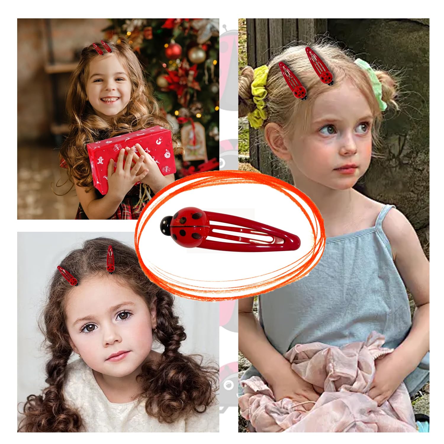 20 Pcs Cute Ladybug Hair Clips for Girls & Women - Animal Theme Snap Barrettes Hair Accessories (5cm/1.96inch) - Perfect for School, Parties & Daily Styling