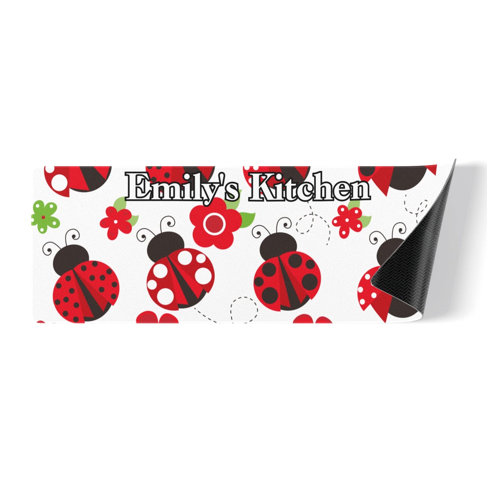 Cute Ladybug Custom Washable Kitchen Rug - Non-Slip Floor Mat for Bathroom, Living Room & Garden Decor - Personalized Home Decor for Cozy Spaces