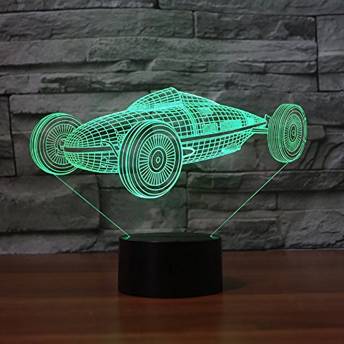 3D Car Night Light USB Touch Switch - 7 Color Changing LED Table Lamp for Desk Decor, Optical Illusion Lamp for Kids Room, Christmas Gift, Birthday Present, Home Decoration (Perfect for Bedroom, Nursery, Office & Party Decor)
