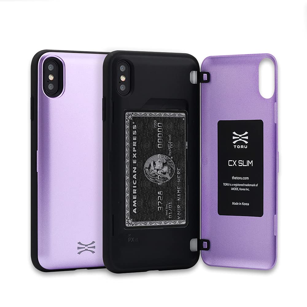 TORU CX Slim Hidden Wallet iPhone Xs/X Case with Card Holder - Purple | RFID Blocking, Ultra Thin Design for Daily Use & Travel