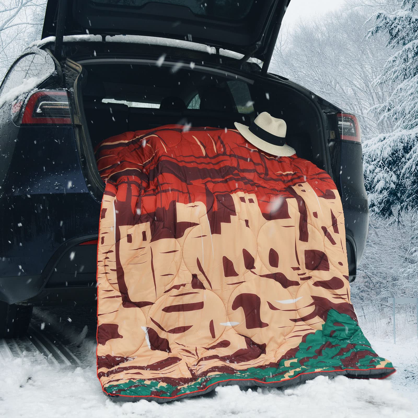 Premium Waterproof Camping Blanket - Ultra Warm & Cozy Travel Blanket for Outdoor Adventures, Hiking, Picnics & Beach - Lightweight & Compact (Red, 55