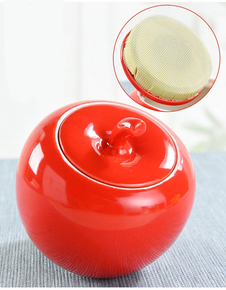 Red Ceramic Apple-Shaped Candy Dish with Lid - 350ml Food Storage Jar for Christmas Treats, Holiday Decor & Kitchen Countertop Display