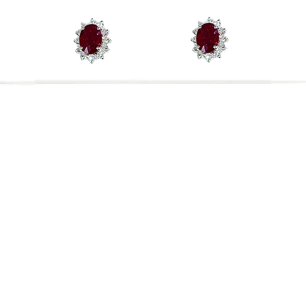 14K White Gold Ruby Stud Earrings for Women - Dainty & Elegant Jewelry Gift for Birthday, Anniversary, Valentine's Day
