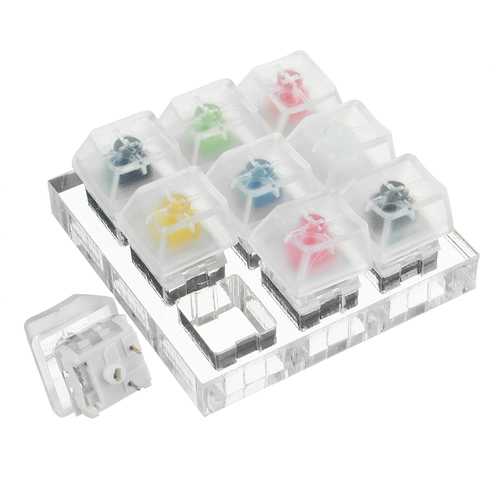 Kailh BOX Switch Tester - 9 Key Mechanical Keyboard Switch Sampler with Acrylic Base & Clear Keycaps for Gaming, Typing & DIY Keyboard Builds