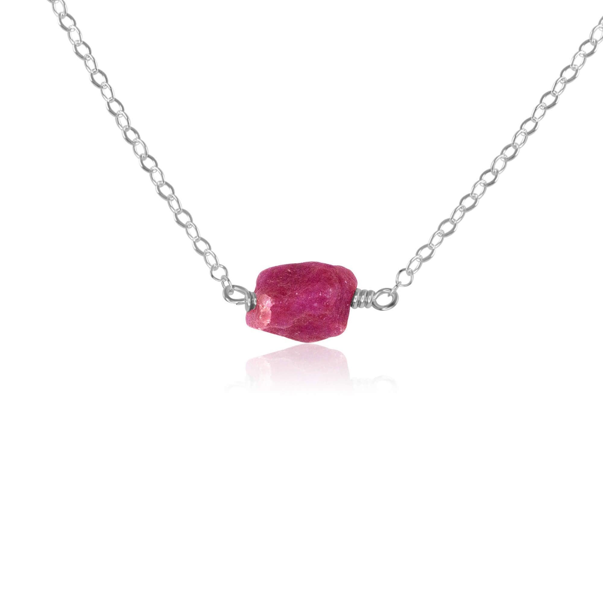 Natural Raw Earth Red Ruby Crystal Nugget Necklace - Handmade Boho Jewelry for Women - Perfect for Layering, Gift Giving & Spiritual Healing