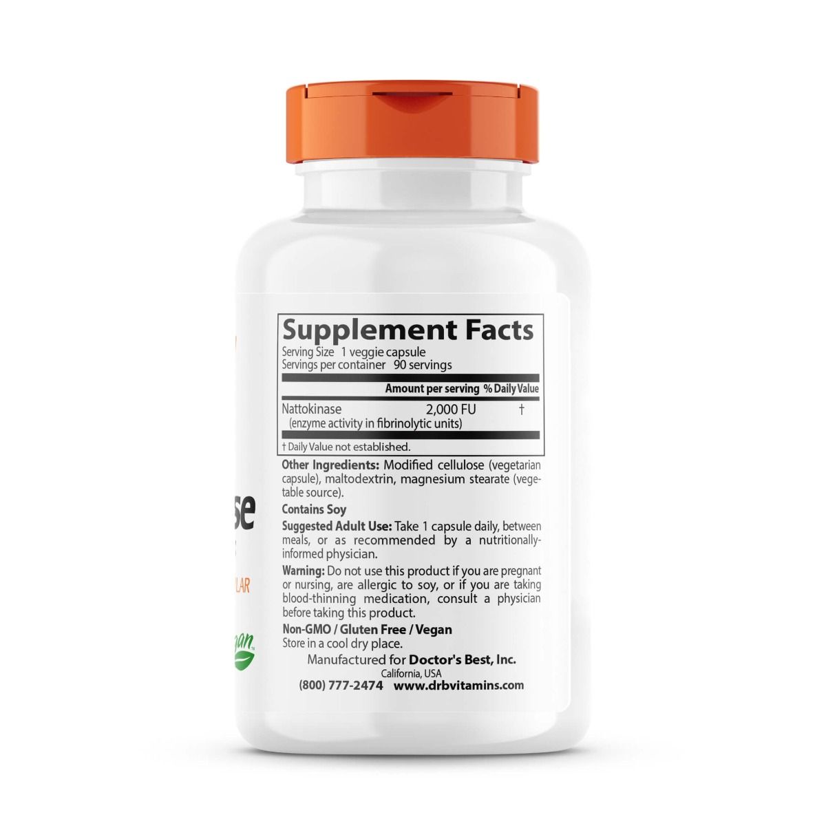 Doctor's Best Nattokinase 2000 FU Supplement - 90 Vegetarian Capsules for Heart Health & Circulation Support | Supports Healthy Blood Flow & Cardiovascular Function