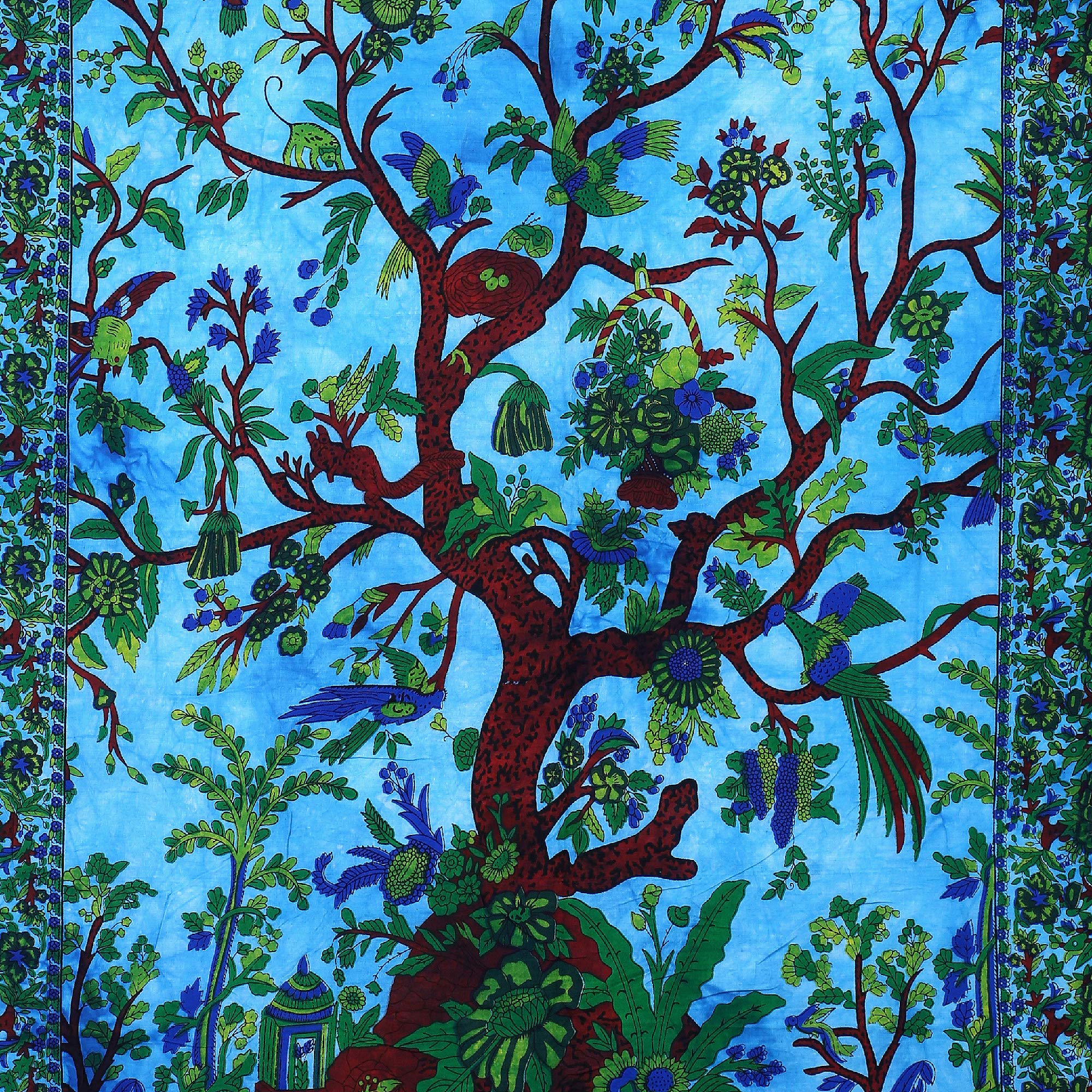 Turquoise Tree of Life Tapestry - Hippie Wall Decor & Bedspread for Boho Bedrooms