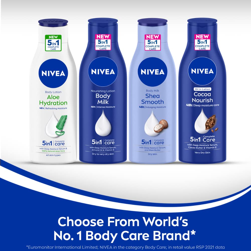 NIVEA Cocoa Nourish 200ml Body Lotion with Deep Moisture Serum | 48 Hour Hydration | Enriched with Cocoa Butter & Coconut Oil | Non-Greasy Formula for Healthy Skin | Best for Very Dry Skin | Perfect for Daily Moisturizing & Winter Skin Care