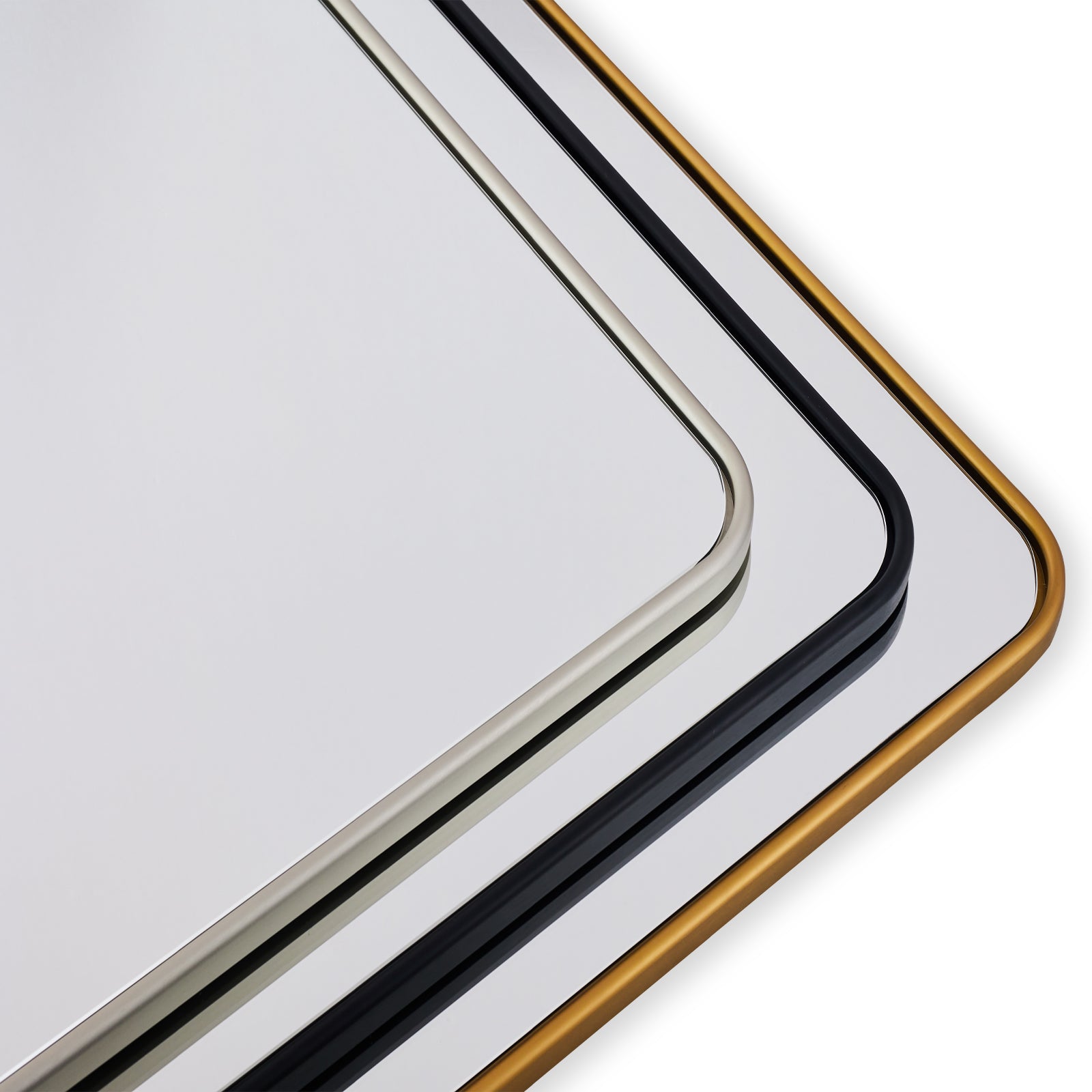 Modern Rounded Rectangular Bathroom Wall Mirror with Aluminum U-Tube Frame - Perfect for Vanity, Powder Room, and Contemporary Home Decor