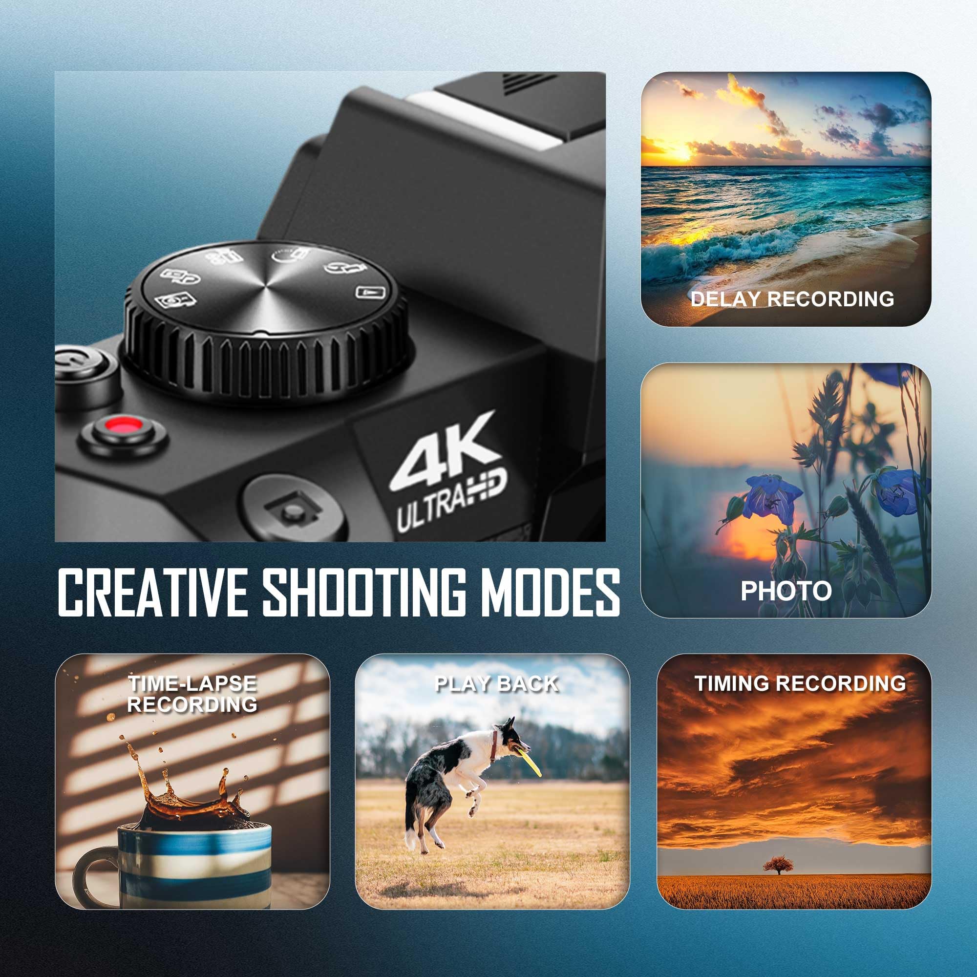 4K 48MP Digital Camera with 180° Flip Screen - Vlogging Camera for YouTube, DSLR Style Photography Camera with 32GB TF Card & 2 Batteries - Perfect for Travel, Blogging, and Content Creation