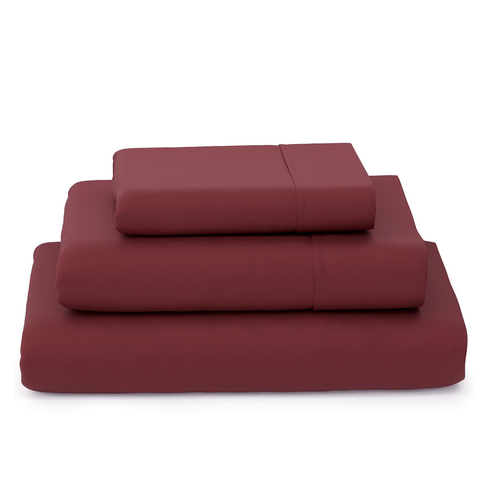 Luxury Bamboo Sheets Set - 3-Piece Cooling & Breathable Rayon from Bamboo Bedding - Silky Soft with 16-Inch Deep Pockets - Twin Size Burgundy - Perfect for Hot Sleepers & Allergy Relief