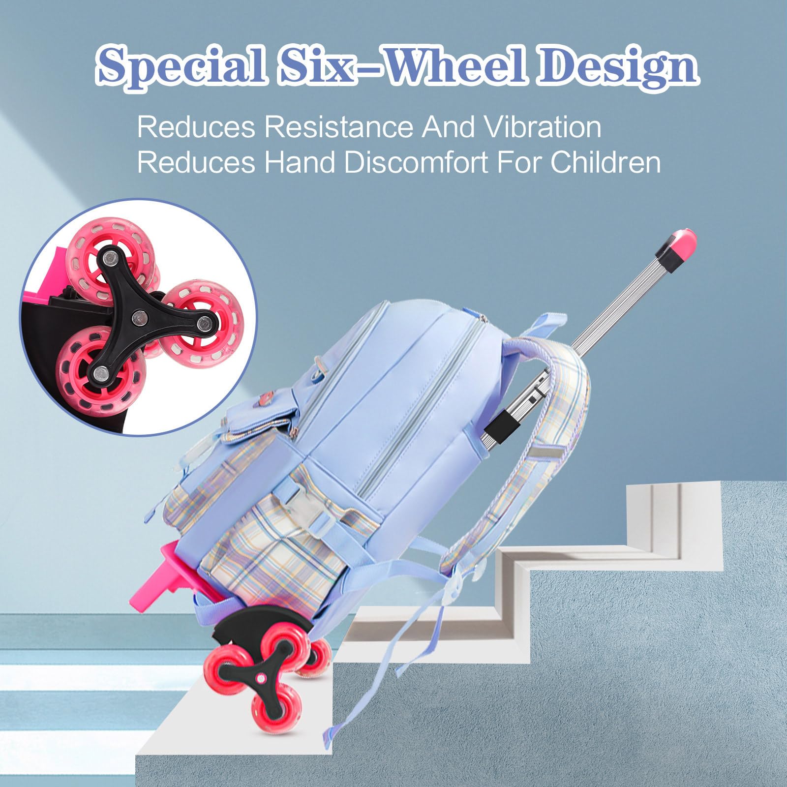 Cute Rolling Backpack for Girls - Wheeled School Backpack with Handle for Kids & Teens | Perfect for Travel, School, and Daily Use