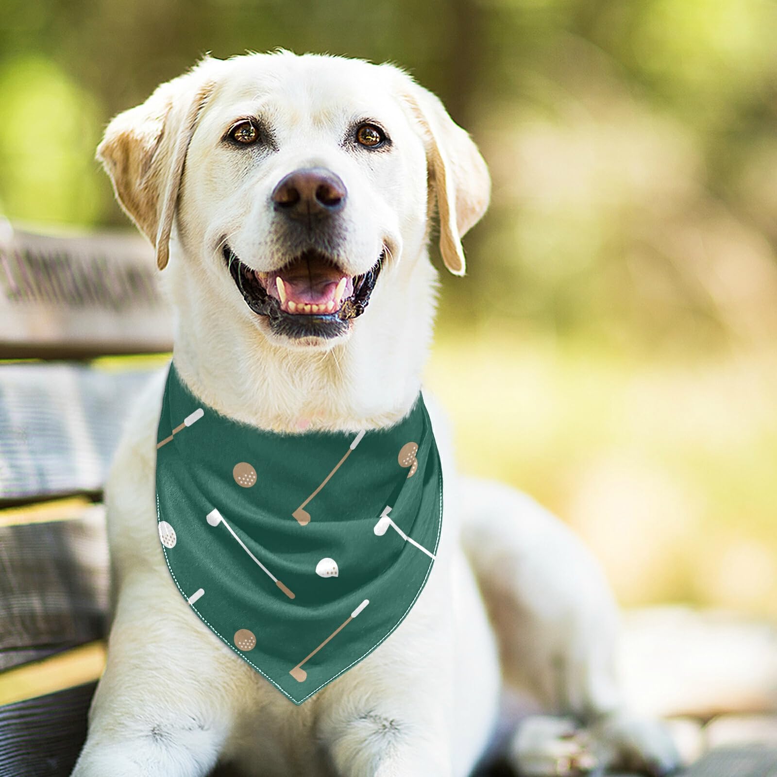2 Pack Golf Club Ball Pattern Dog Bandanas - Adjustable Snap Button Pet Scarf for Small Medium Large Dogs & Cats - Perfect for Holidays, Parties & Outdoor Adventures