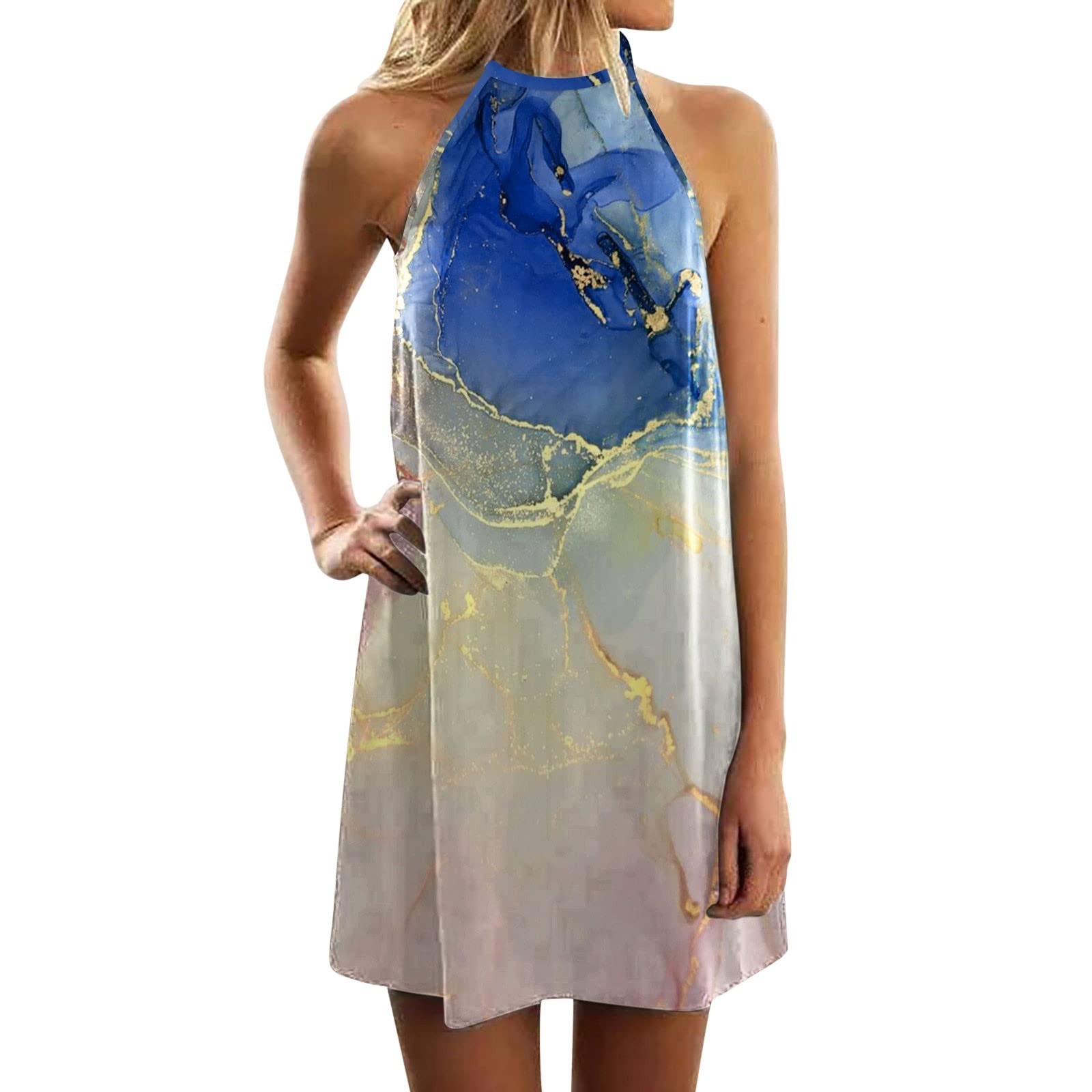 Women's Bohemian Summer Dress - Floral Printed Short Sleeveless Mini Dress | Casual Beach Wear, Vacation Outfit & Festival Fashion