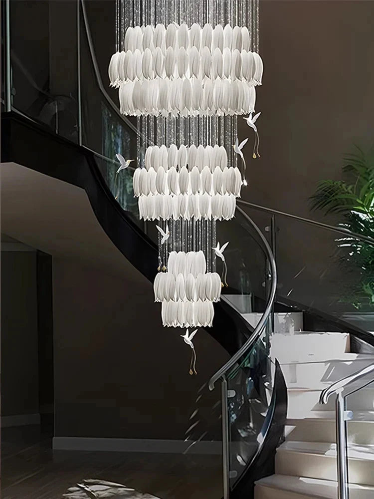 Elegant Tulip Spiral Ceramic Chandelier Lighting - Modern Ceiling Light Fixture for Dining Room, Living Room & Bedroom Decor