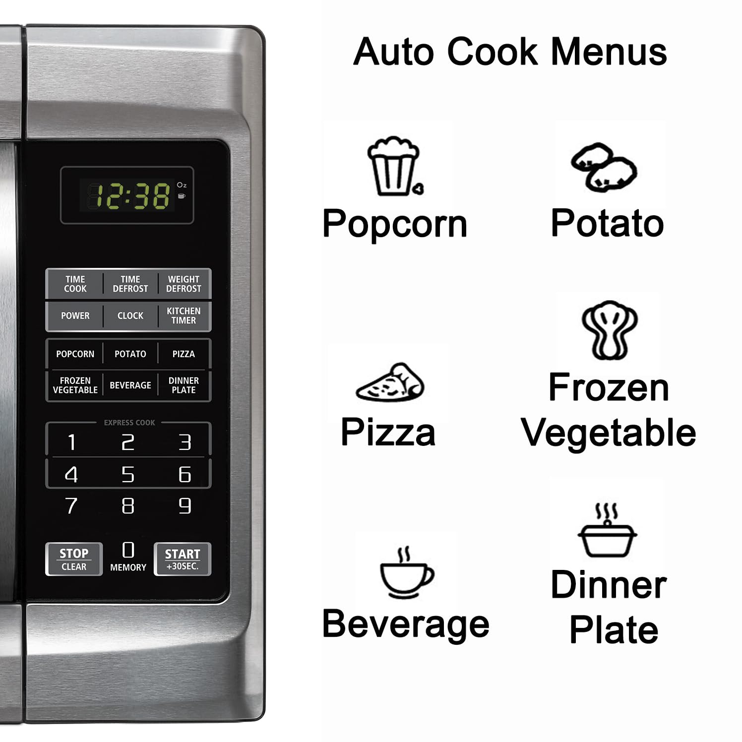 Emerson MW1338SB 1.3 Cu ft Stainless Steel Countertop Microwave Oven - 1000W with 6 Pre-Programmed Settings, Removable Glass Turntable & Child Safety Lock - Perfect for Small Kitchens, Dorms & Office Break Rooms