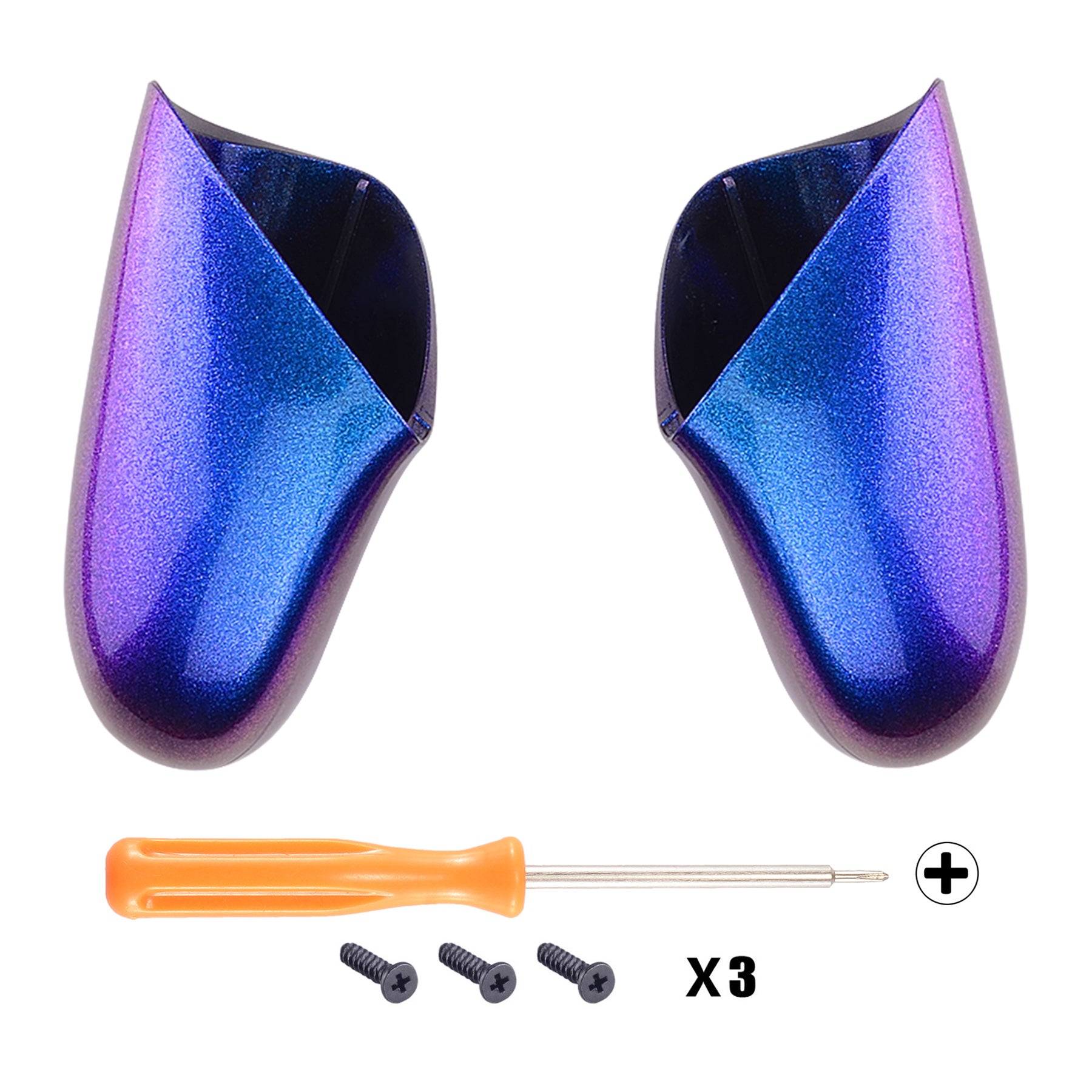 eXtremeRate Chameleon Color Replacement Handle Grips for Nintendo Switch Pro Controller - Purple Blue DIY Custom Shell Kit | Perfect for Gaming, Home Entertainment & Switch Pro Controller Modding
