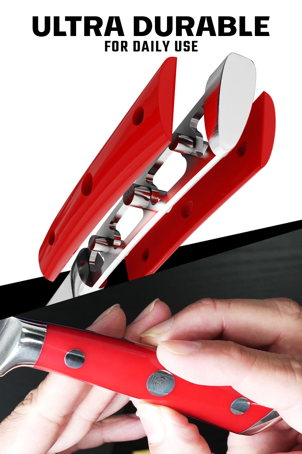 4-Piece Straight Edge Steak Knife Set with Red ABS Handles - Gladiator Series - NSF Certified - Dalstrong - Perfect for Steak Dinners, BBQ Parties & Kitchen Essentials