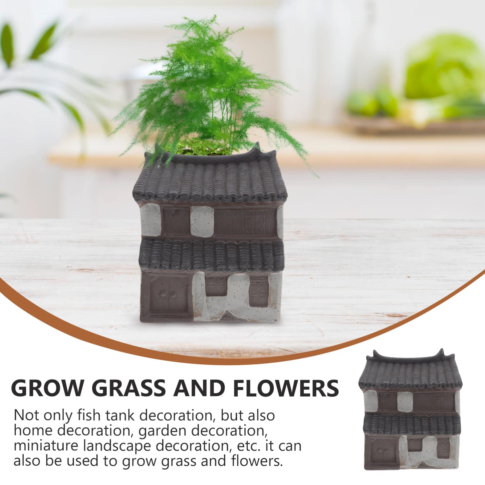 Creative Ceramic House-Shaped Flower Pot - Decorative Planter for Bonsai, Succulents & Indoor Plants | Perfect for Home Gardening, Office Decor & Gift Ideas