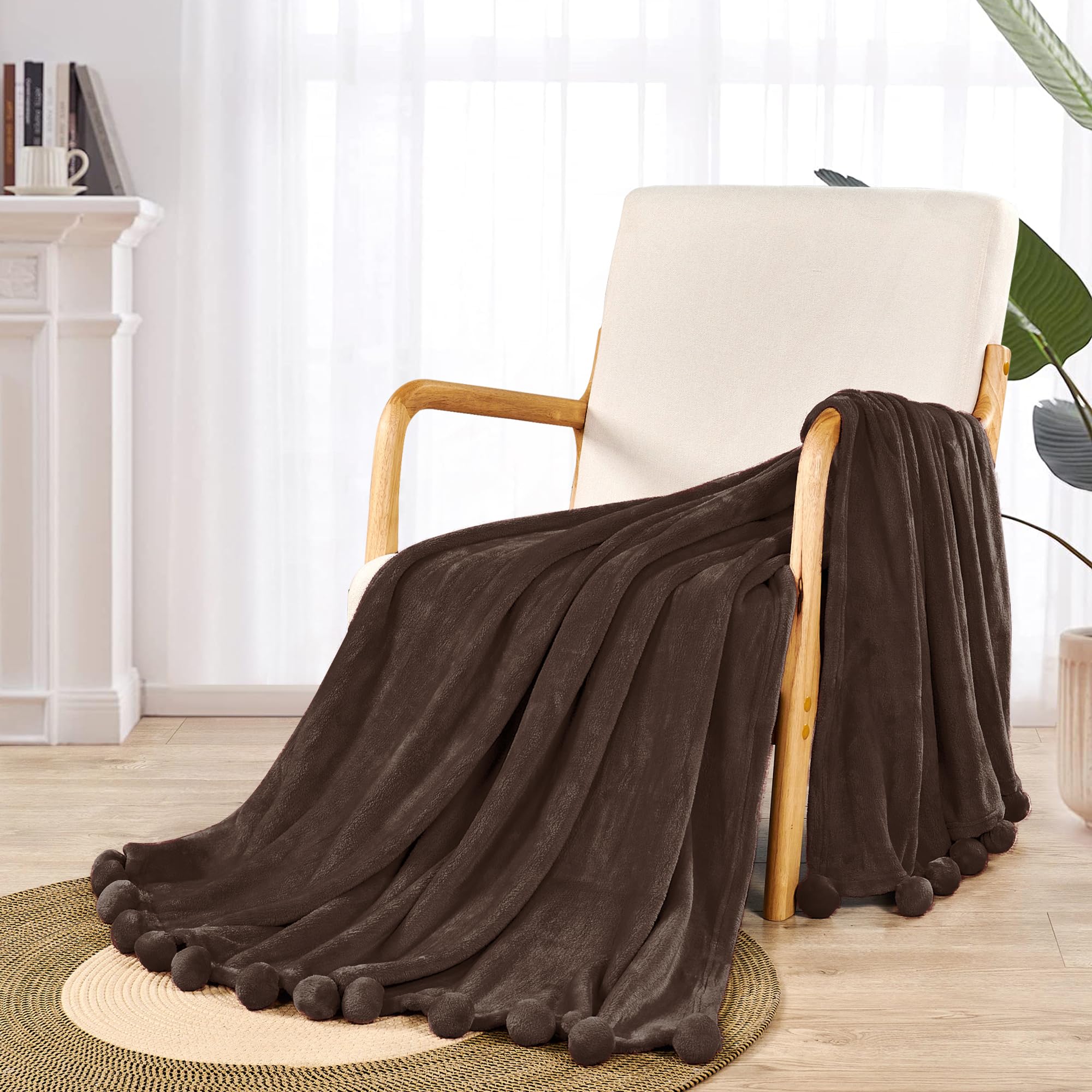 Soft Fluffy Pom Pom Throw Blanket - 60