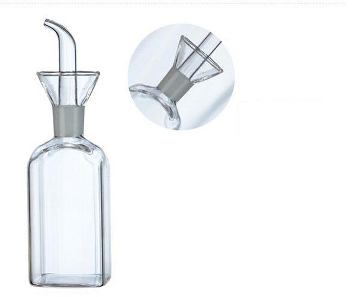 Premium Glass Olive Oil Dispenser Bottle - 8 oz Square Kitchen Oil Bottle for Cooking, Salad Dressing & Baking - Perfect for Olive Oil, Vinegar & Vegetable Oil with Precision Pour Spout