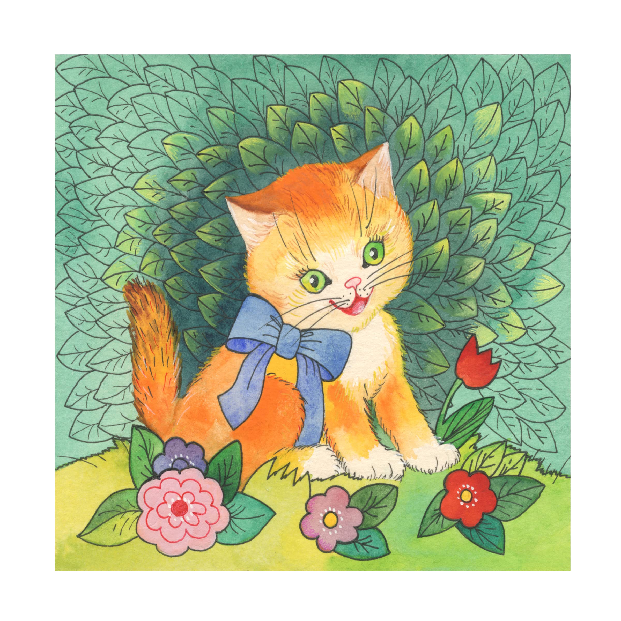 Funny Cat Canvas Wall Art by Lana Korolievskaia - 35x35 Inches Modern Home Decor for Living Room, Bedroom & Office - Trademark Fine Art Collection