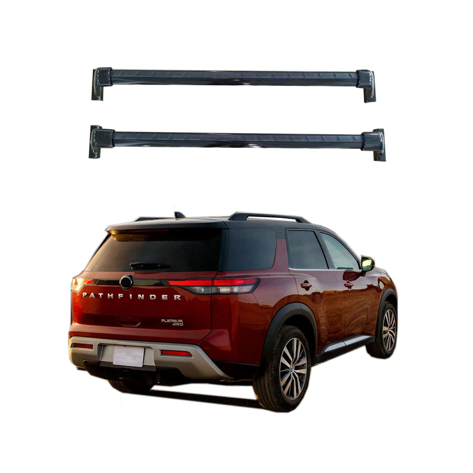 RAXUSA Roof Rack Cross Bars for 2022-2025 Nissan Pathfinder - Aluminum Black Crossbars Compatible with Factory Raised Roof Rails - Perfect for Cargo Box, Ski, Kayak, and Luggage Carrier - Durable Rooftop Cargo Solution for Outdoor Adventures