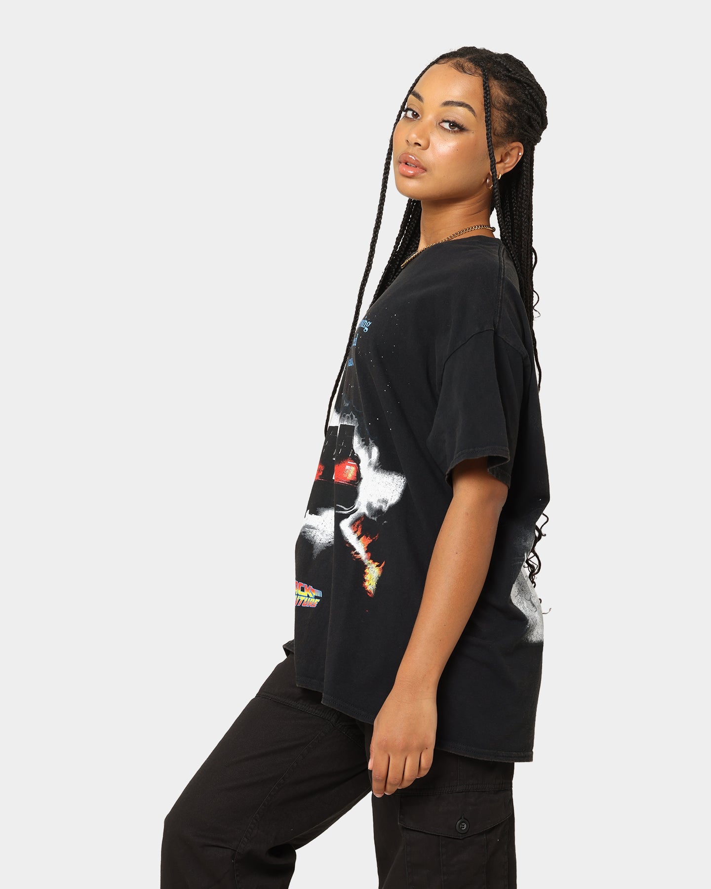 Back To The Future 1 Vintage T-Shirt - Retro 80s Movie Merchandise - Washed Black Cotton Tee - American Thrift X BTTF Collection - Perfect for Cosplay, Halloween & 80s Themed Parties