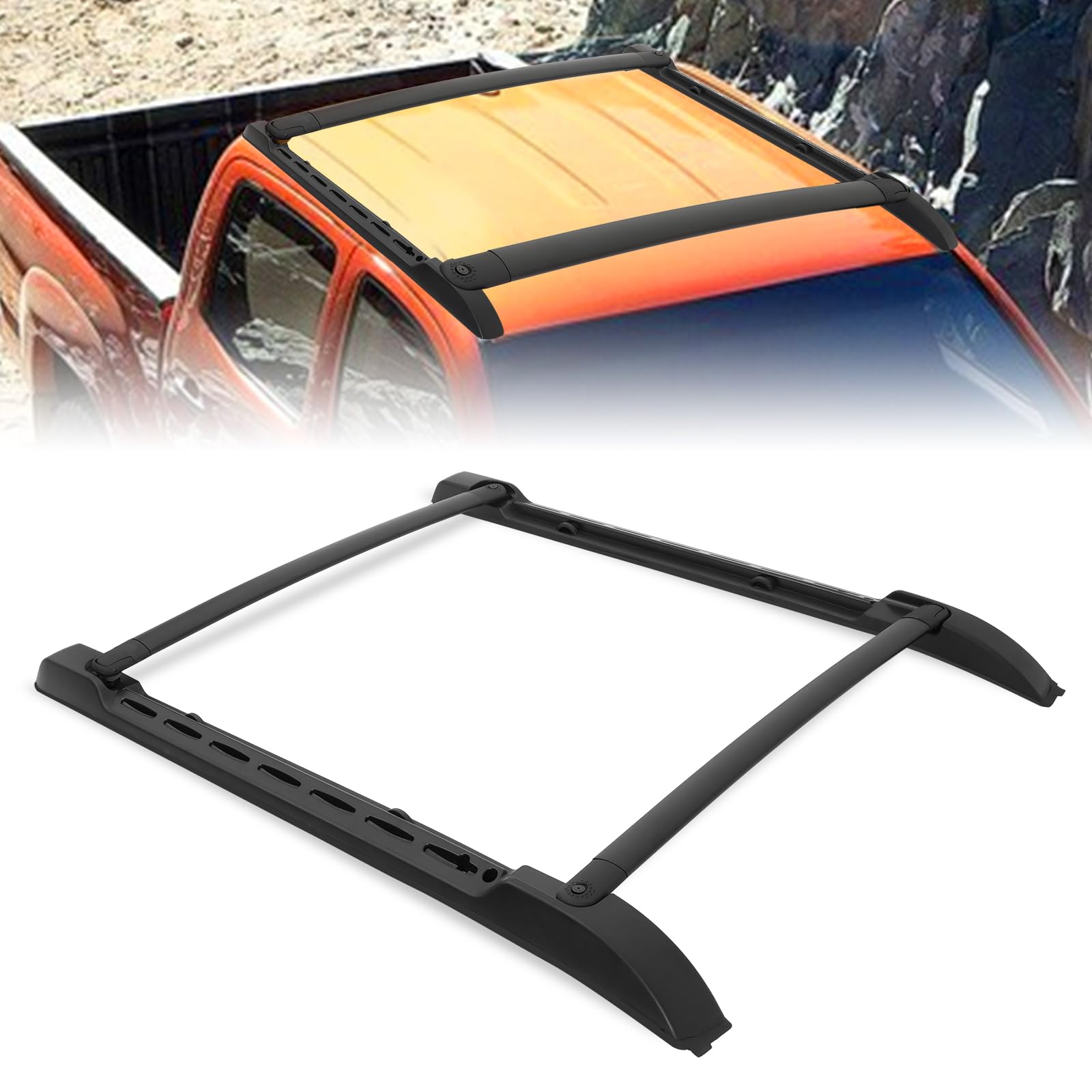 **2024-2025 Toyota Tacoma Double Cab Roof Rack Cross Bars - Heavy Duty Aluminum Roof Rails for Kayak, Bike, Skis, Canoe, Surfboard, Fishing Poles & Camping Gear - Perfect for Outdoor Adventures & Road Trips**