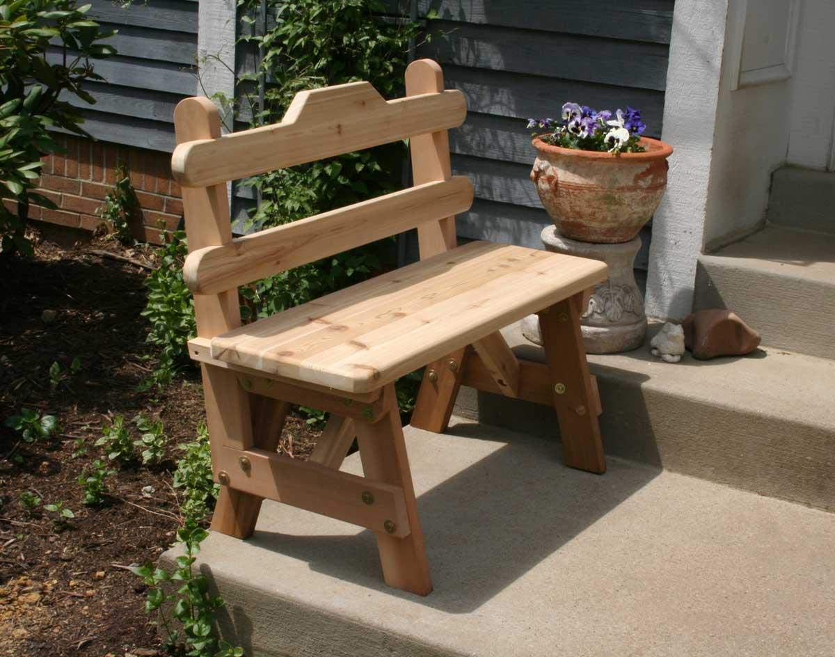 6 Foot Cedar Wood Back Bench - 3 Feet Length for Outdoor Patio, Garden, and Deck Seating