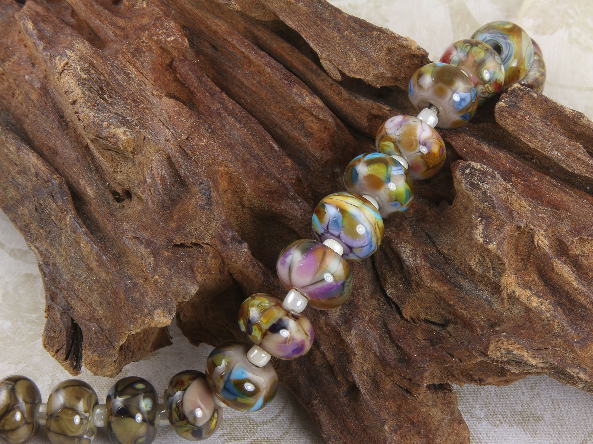 17pcs Brown Lampwork Beads Mixed Sizes for Jewelry Making - DIY Bracelets, Necklaces & Craft Projects (Orphan Beads Collection)