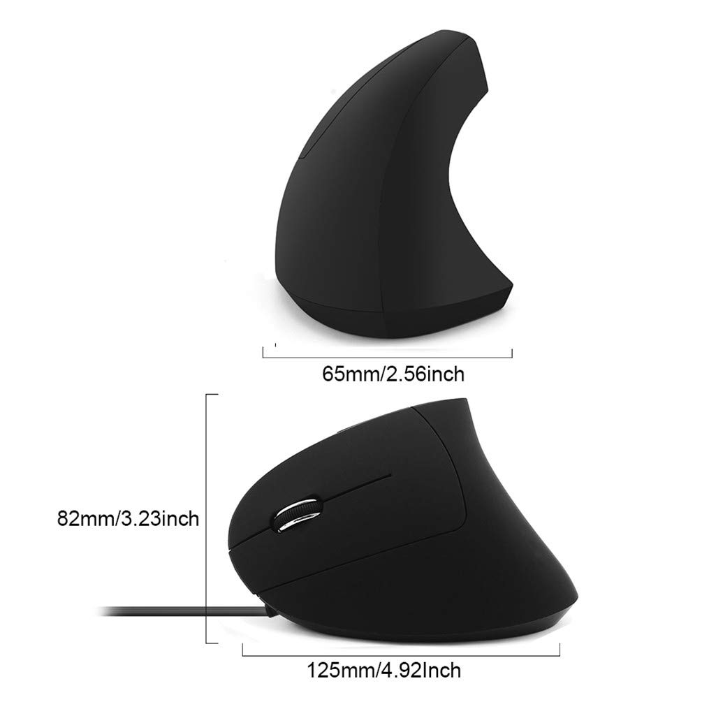 FLY WAY Ergonomic Left Handed Vertical Mouse - USB Wired Gaming Mouse with 800/1200/1600 DPI, 6 Buttons for PC, Laptop, Mac - Perfect for Office Work, Graphic Design & Long Computer Sessions (Left Hand Edition)
