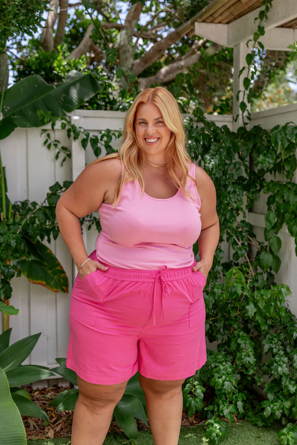 Barbie Pink Twill Shorts for Women - High Waisted Casual Summer Shorts - Perfect for Beach, Vacation & Everyday Wear